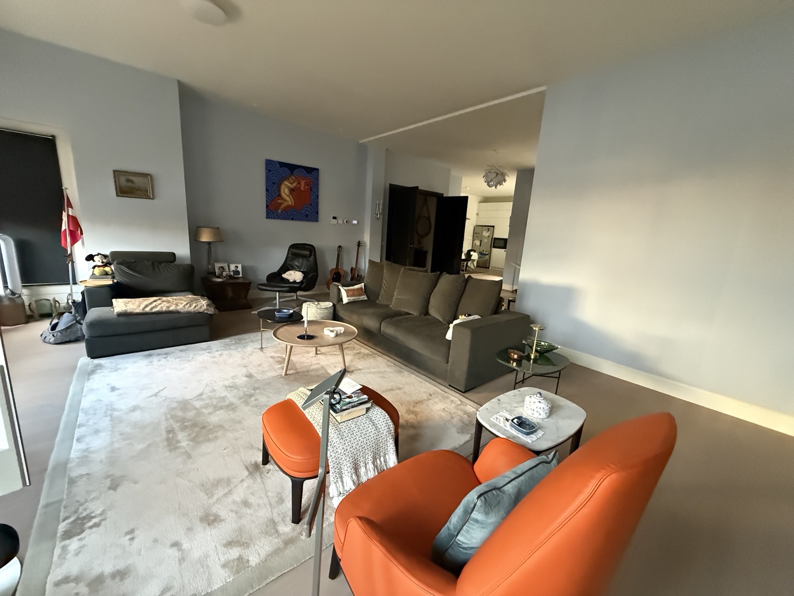 Living-room seating looking towards kitchen